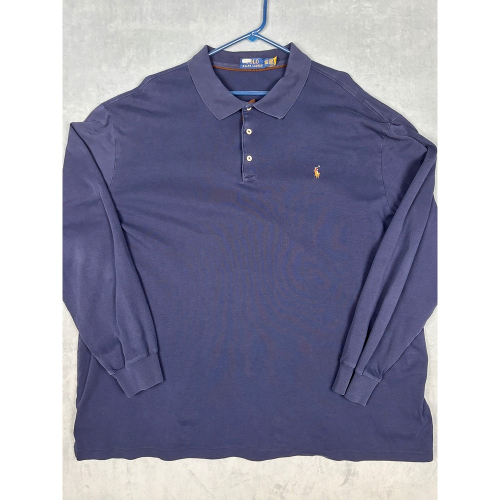 Polo‎ Ralph Lauren Mens 4XLT Navy Blue Long Sleeve Pony Logo Polo Shirt Tall